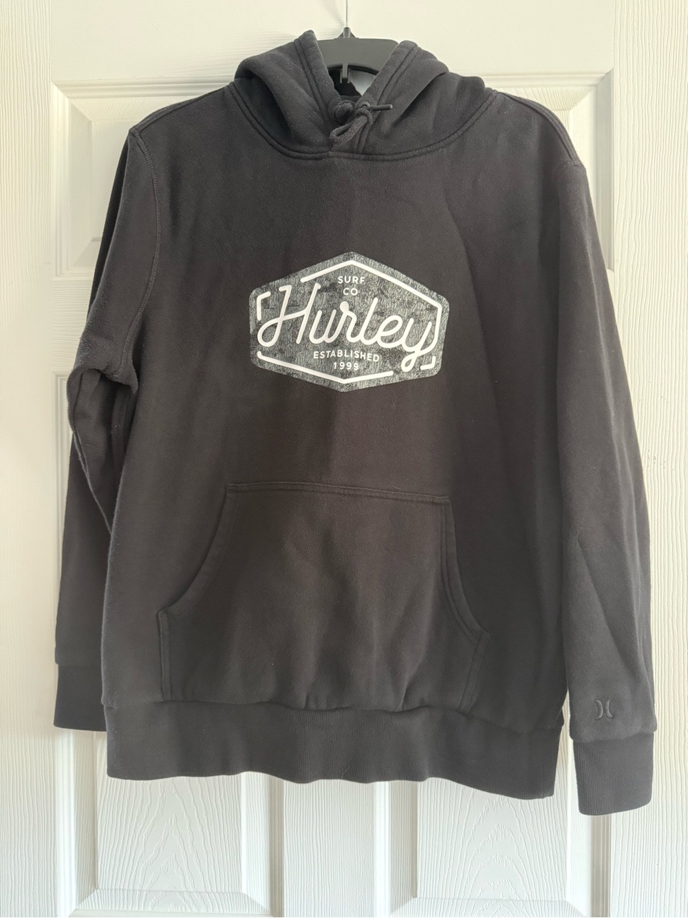 Hurley Black Pullover Hoodie with White Logo